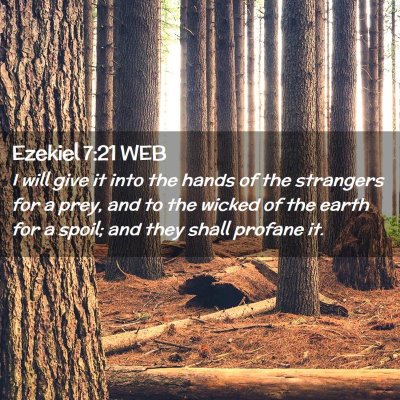 Picture 02 - Ezekiel 7:21 WEB - I will give it into the hands of the strangers - Bible Verse Picture