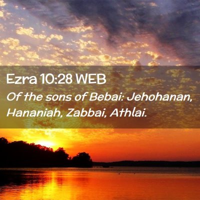Picture 02 - Ezra 10:28 WEB - Of the sons of Bebai: Jehohanan, Hananiah, - Bible Verse Picture