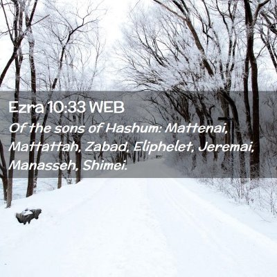 Picture 02 - Ezra 10:33 WEB - Of the sons of Hashum: Mattenai, Mattattah, - Bible Verse Picture