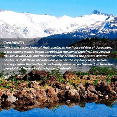 Picture 02 - Ezra 3:8 WEB - Now in the second year of their coming to the - Bible Verse Picture