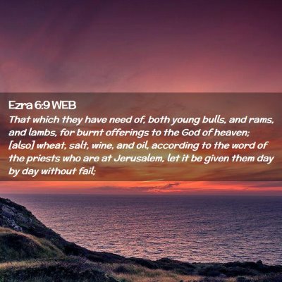 Picture 02 - Ezra 6:9 WEB - That which they have need of, both young bulls, - Bible Verse Picture