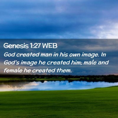 Picture 02 - Genesis 1:27 WEB - God created man in his own image. In God's image - Bible Verse Picture