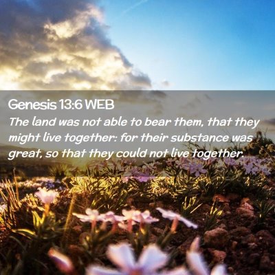 Picture 02 - Genesis 13:6 WEB - The land was not able to bear them, that they - Bible Verse Picture