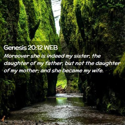Picture 02 - Genesis 20:12 WEB - Moreover she is indeed my sister, the daughter of - Bible Verse Picture