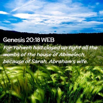 Picture 02 - Genesis 20:18 WEB - For Yahweh had closed up tight all the wombs of - Bible Verse Picture