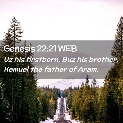 Picture 02 - Genesis 22:21 WEB - Uz his firstborn, Buz his brother, Kemuel the - Bible Verse Picture