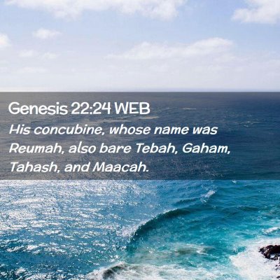 Picture 02 - Genesis 22:24 WEB - His concubine, whose name was Reumah, also bare - Bible Verse Picture