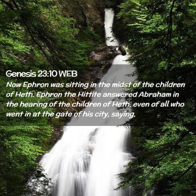 Picture 02 - Genesis 23:10 WEB - Now Ephron was sitting in the midst of the - Bible Verse Picture