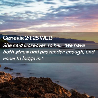Picture 02 - Genesis 24:25 WEB - She said moreover to him, 