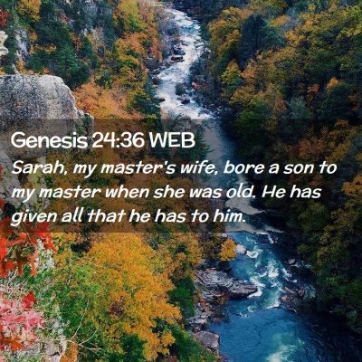 Picture 02 - Genesis 24:36 WEB - Sarah, my master's wife, bore a son to my master - Bible Verse Picture