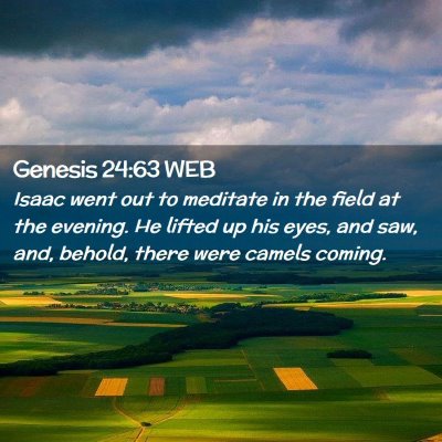 Picture 02 - Genesis 24:63 WEB - Isaac went out to meditate in the field at the - Bible Verse Picture