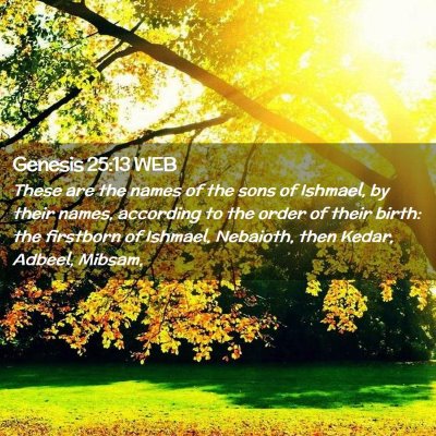 Picture 02 - Genesis 25:13 WEB - These are the names of the sons of Ishmael, by - Bible Verse Picture