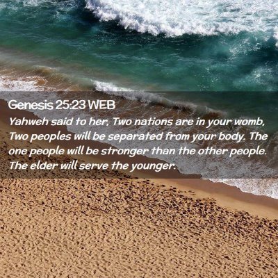 Picture 02 - Genesis 25:23 WEB - Yahweh said to her, Two nations are in your womb, - Bible Verse Picture
