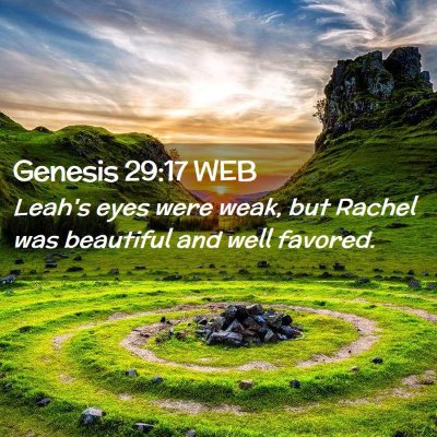 Picture 02 - Genesis 29:17 WEB - Leah's eyes were weak, but Rachel was beautiful - Bible Verse Picture
