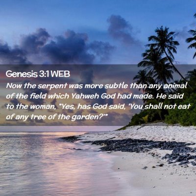 Picture 02 - Genesis 3:1 WEB - Now the serpent was more subtle than any animal - Bible Verse Picture