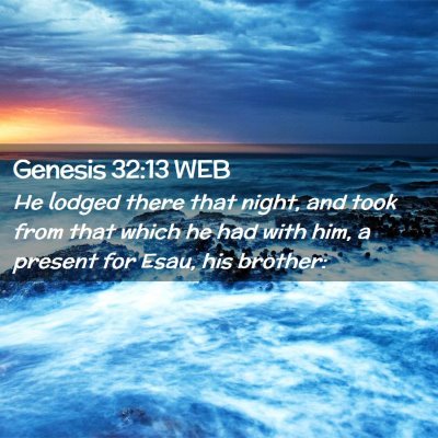 Picture 02 - Genesis 32:13 WEB - He lodged there that night, and took from that - Bible Verse Picture