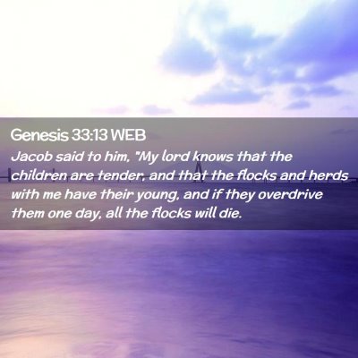 Picture 02 - Genesis 33:13 WEB - Jacob said to him, 