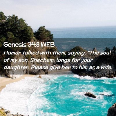 Picture 02 - Genesis 34:8 WEB - Hamor talked with them, saying, 
