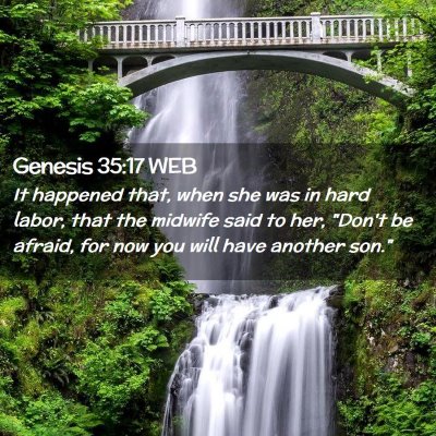 Picture 02 - Genesis 35:17 WEB - It happened that, when she was in hard labor, - Bible Verse Picture