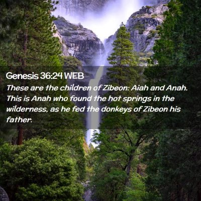Picture 02 - Genesis 36:24 WEB - These are the children of Zibeon: Aiah and Anah. - Bible Verse Picture