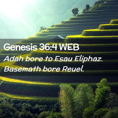 Picture 02 - Genesis 36:4 WEB - Adah bore to Esau Eliphaz. Basemath bore - Bible Verse Picture