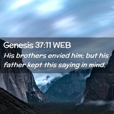 Picture 02 - Genesis 37:11 WEB - His brothers envied him; but his father kept this - Bible Verse Picture