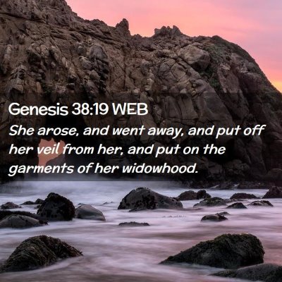 Picture 02 - Genesis 38:19 WEB - She arose, and went away, and put off her veil - Bible Verse Picture