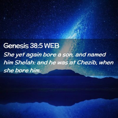 Picture 02 - Genesis 38:5 WEB - She yet again bore a son, and named him Shelah: - Bible Verse Picture
