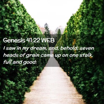 Picture 02 - Genesis 41:22 WEB - I saw in my dream, and, behold, seven heads of - Bible Verse Picture