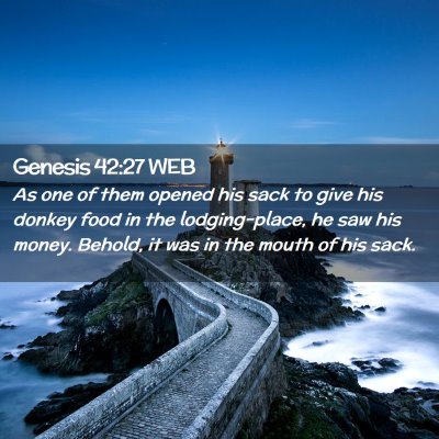 Picture 02 - Genesis 42:27 WEB - As one of them opened his sack to give his donkey - Bible Verse Picture