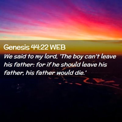 Picture 02 - Genesis 44:22 WEB - We said to my lord, 'The boy can't leave his - Bible Verse Picture