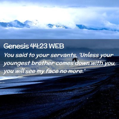 Picture 02 - Genesis 44:23 WEB - You said to your servants, 'Unless your youngest - Bible Verse Picture