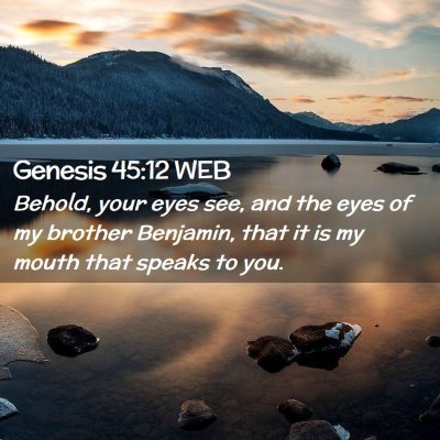 Picture 02 - Genesis 45:12 WEB - Behold, your eyes see, and the eyes of my brother - Bible Verse Picture