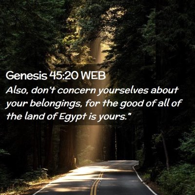Picture 02 - Genesis 45:20 WEB - Also, don't concern yourselves about your - Bible Verse Picture