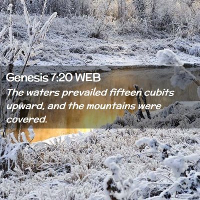 Picture 02 - Genesis 7:20 WEB - The waters prevailed fifteen cubits upward, and - Bible Verse Picture