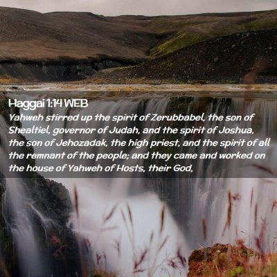 Picture 02 - Haggai 1:14 WEB - Yahweh stirred up the spirit of Zerubbabel, the - Bible Verse Picture