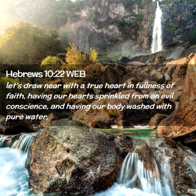 Picture 02 - Hebrews 10:22 WEB - let's draw near with a true heart in fullness of - Bible Verse Picture