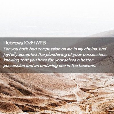 Picture 02 - Hebrews 10:34 WEB - For you both had compassion on me in my chains, - Bible Verse Picture