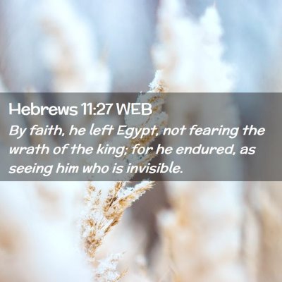 Picture 02 - Hebrews 11:27 WEB - By faith, he left Egypt, not fearing the wrath of - Bible Verse Picture