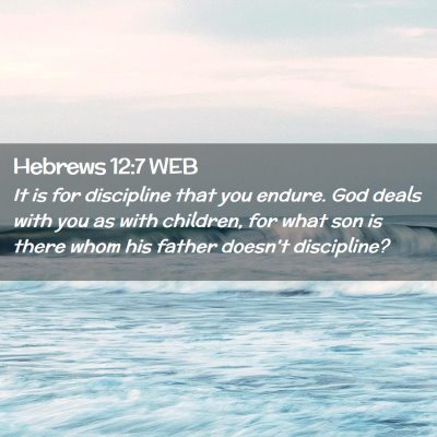 Picture 02 - Hebrews 12:7 WEB - It is for discipline that you endure. God deals - Bible Verse Picture
