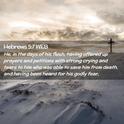 Picture 02 - Hebrews 5:7 WEB - He, in the days of his flesh, having offered up - Bible Verse Picture