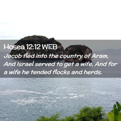 Picture 02 - Hosea 12:12 WEB - Jacob fled into the country of Aram, And Israel - Bible Verse Picture
