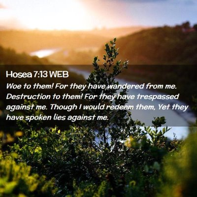 Picture 02 - Hosea 7:13 WEB - Woe to them! For they have wandered from me. - Bible Verse Picture