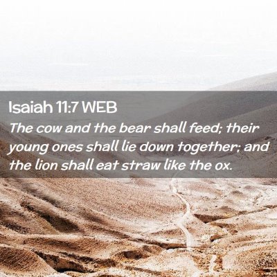 Picture 02 - Isaiah 11:7 WEB - The cow and the bear shall feed; their young ones - Bible Verse Picture