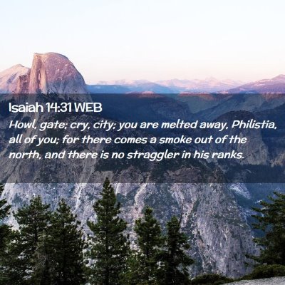 Picture 02 - Isaiah 14:31 WEB - Howl, gate; cry, city; you are melted away, - Bible Verse Picture