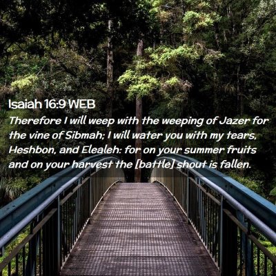 Picture 02 - Isaiah 16:9 WEB - Therefore I will weep with the weeping of Jazer - Bible Verse Picture