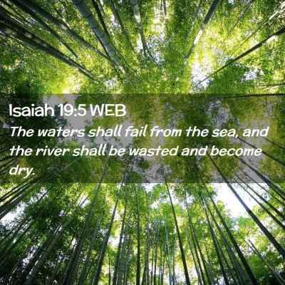 Picture 02 - Isaiah 19:5 WEB - The waters shall fail from the sea, and the river - Bible Verse Picture