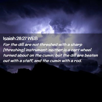 Picture 02 - Isaiah 28:27 WEB - For the dill are not threshed with a sharp - Bible Verse Picture