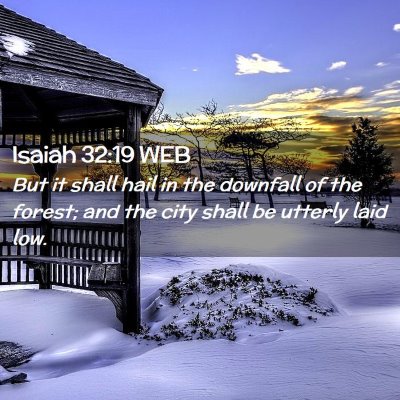 Picture 02 - Isaiah 32:19 WEB - But it shall hail in the downfall of the forest; - Bible Verse Picture