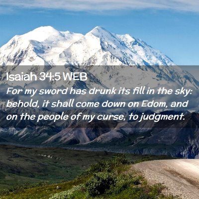 Picture 02 - Isaiah 34:5 WEB - For my sword has drunk its fill in the sky: - Bible Verse Picture